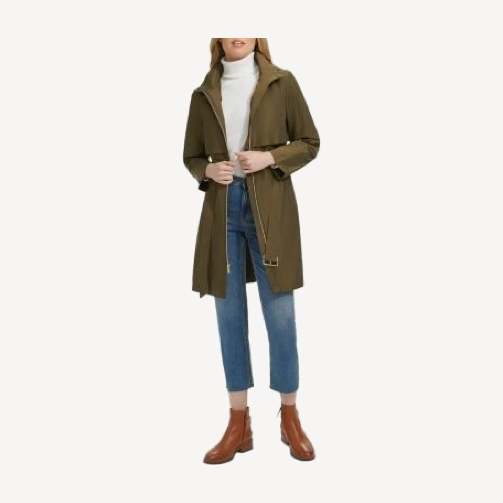 Cole Haan Zip Front Trench Rain Coat
