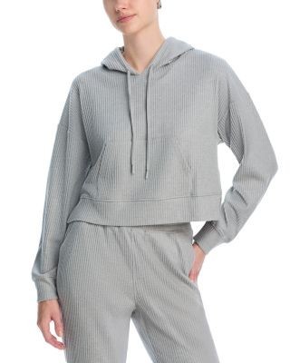 Aqua Brushed Rib Crop Hoodie - Exclusive