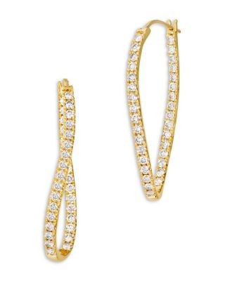 Bloomingdale's Fine Collection Champagne Diamond Wavy Inside Out Hoop Earrings in 14K Yellow Gold, 1.95 tcw