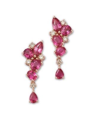 Bloomingdale's Fine Collection Ruby & Diamond Drop Earrings in 14K Rose Gold