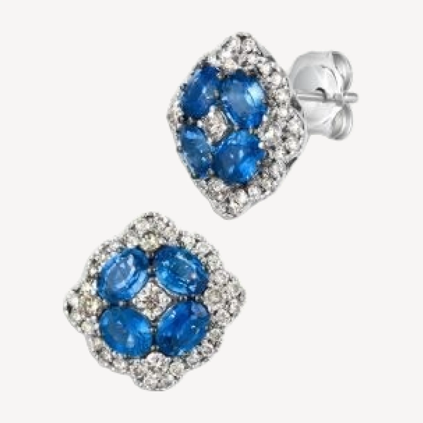 Bloomingdale's Fine Collection Blue Sapphire & Champagne Diamond Stud Earrings in 14K White Gold