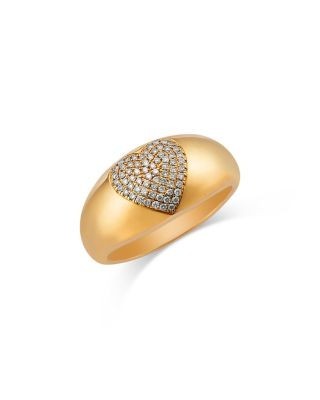 Bloomingdale's Fine Collection Diamond Heart Band Ring in 14K Yellow Gold, 0.18 tcw
