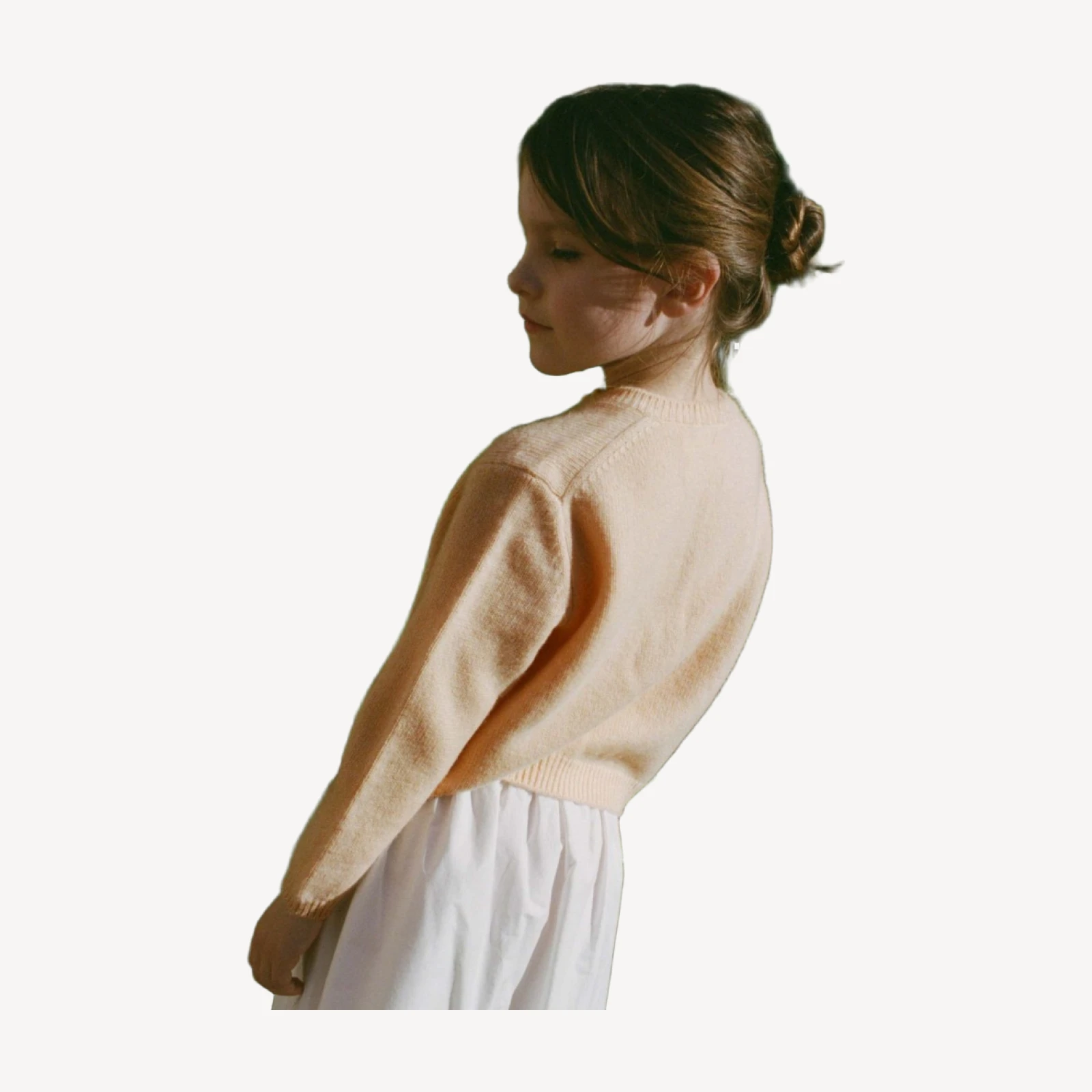 PETIT GARDENIA CASHMERE CARDIGAN -- LIGHT PEACH SORBET