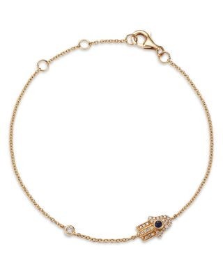 Bloomingdale's Fine Collection Sapphire & Diamond Hamsa Bracelet in 14K Yellow Gold