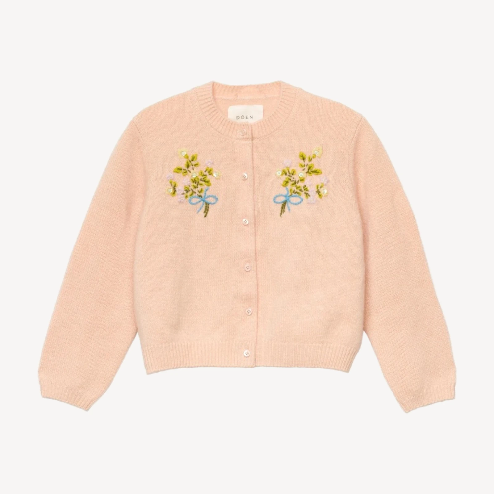 PETIT GARDENIA CASHMERE CARDIGAN -- LIGHT PEACH SORBET