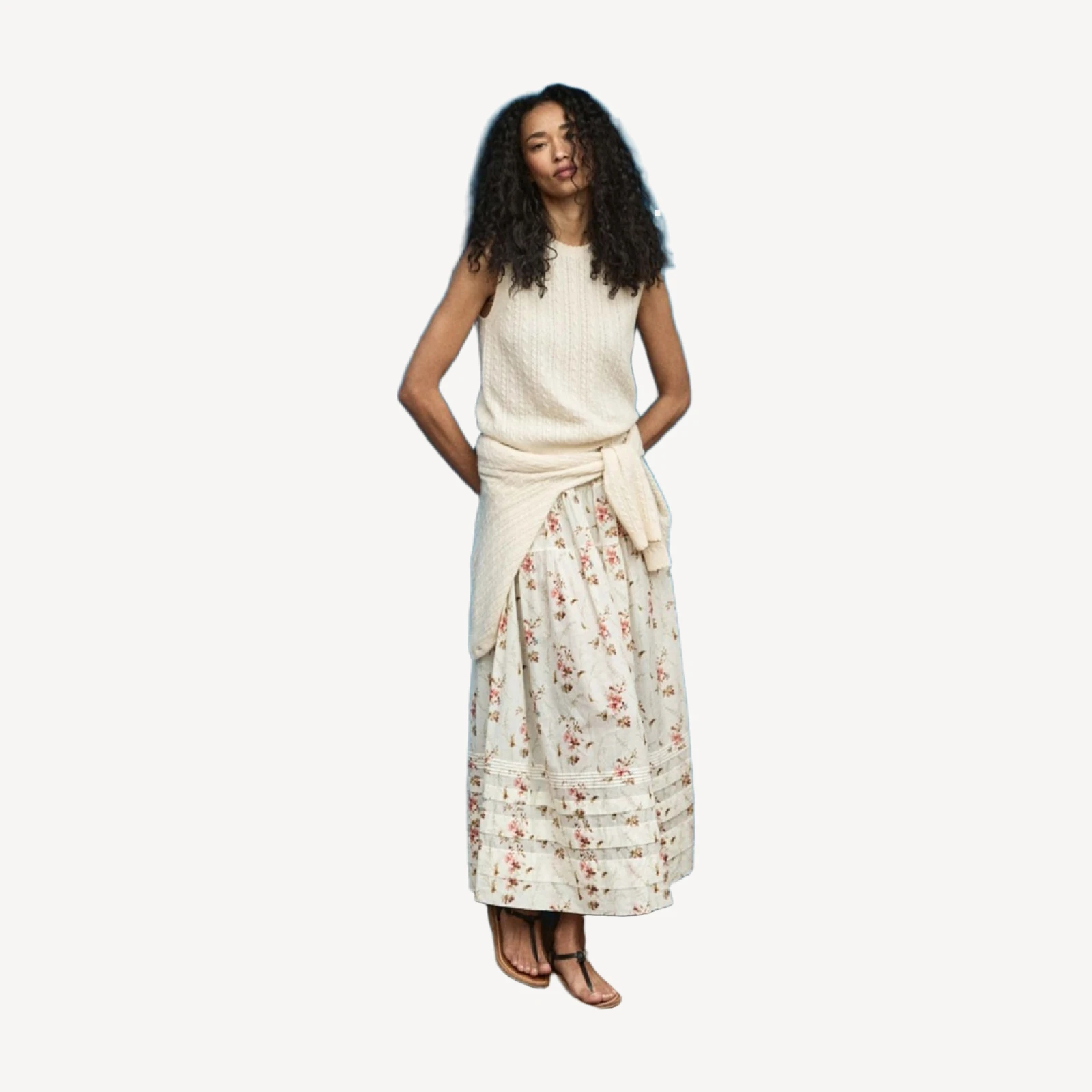 MARIE SKIRT -- BLANC PRAIRIE ROSE
