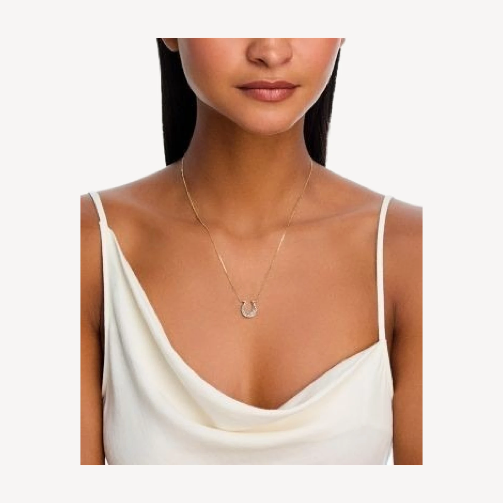 Bloomingdale's Fine Collection Brown Diamond Horseshoe Pendant Necklace in 14K Yellow Gold, 0.29 tcw