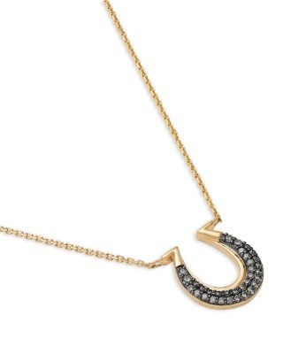 Bloomingdale's Fine Collection Brown Diamond Horseshoe Pendant Necklace in 14K Yellow Gold, 0.29 tcw