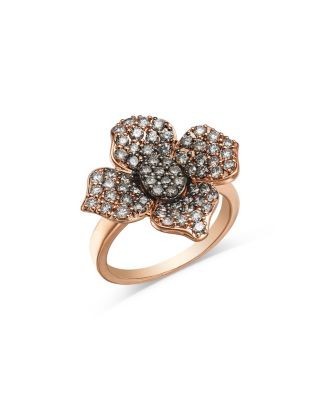 Bloomingdale's Fine Collection Brown Diamond Ombre Flower Ring in 14K Rose Gold, 1.43 tcw