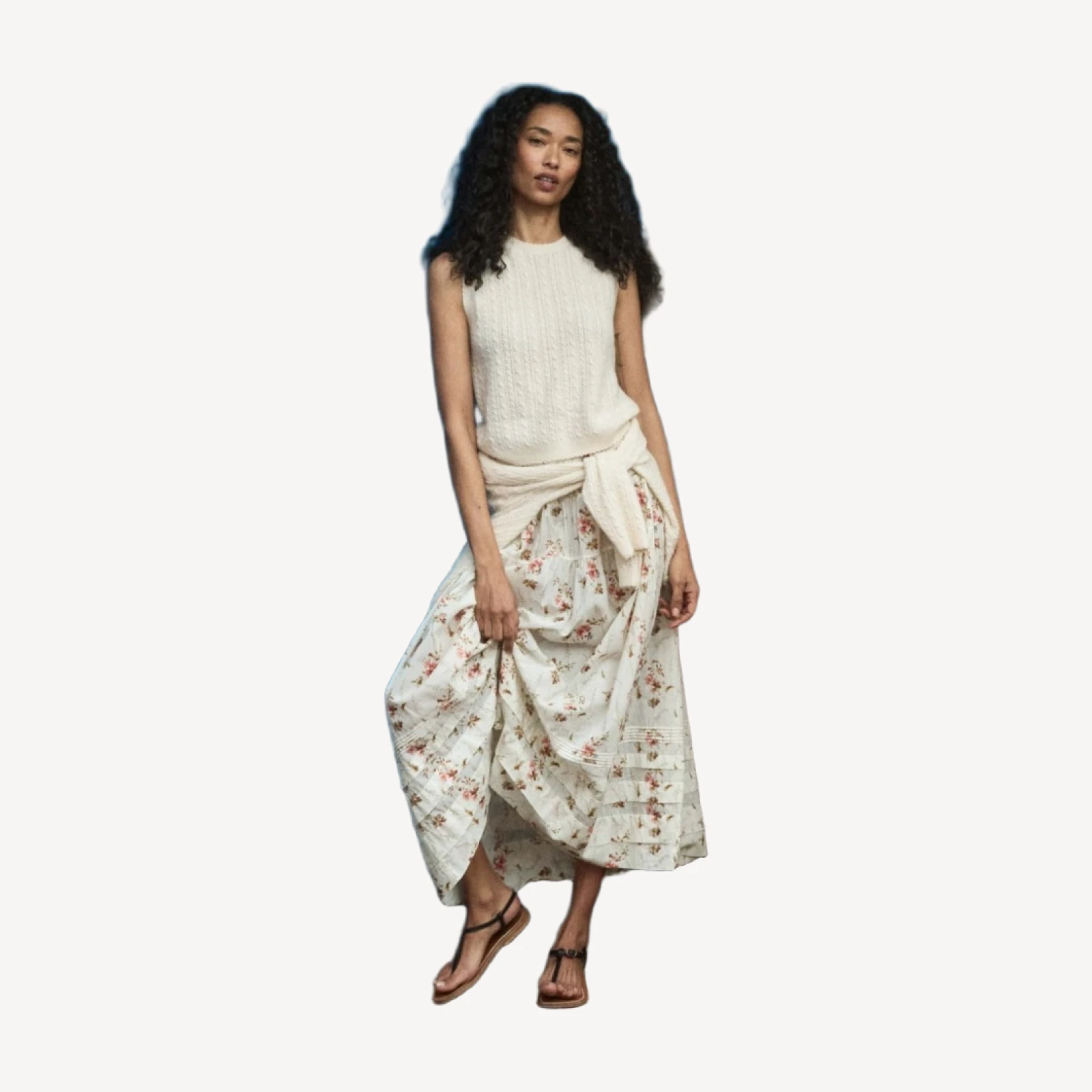 MARIE SKIRT -- BLANC PRAIRIE ROSE