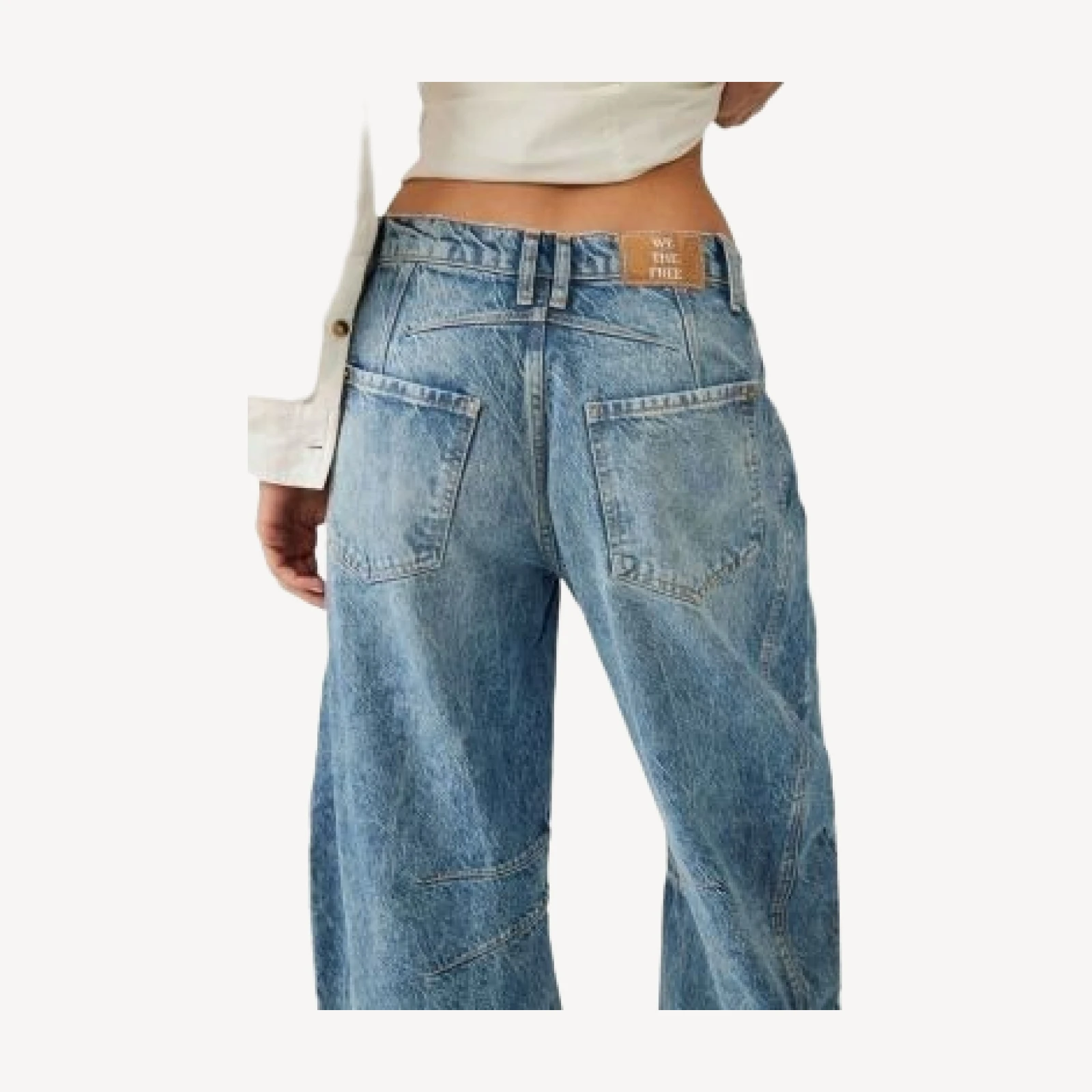 Free People We The Free Good Luck Mid Rise Barrel Jeans in Ultra Light Beam