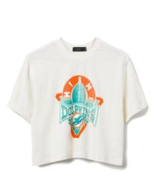 Junk Food Clothing Women's Nfl Miami Dolphins Mock Neck Crop Tee
