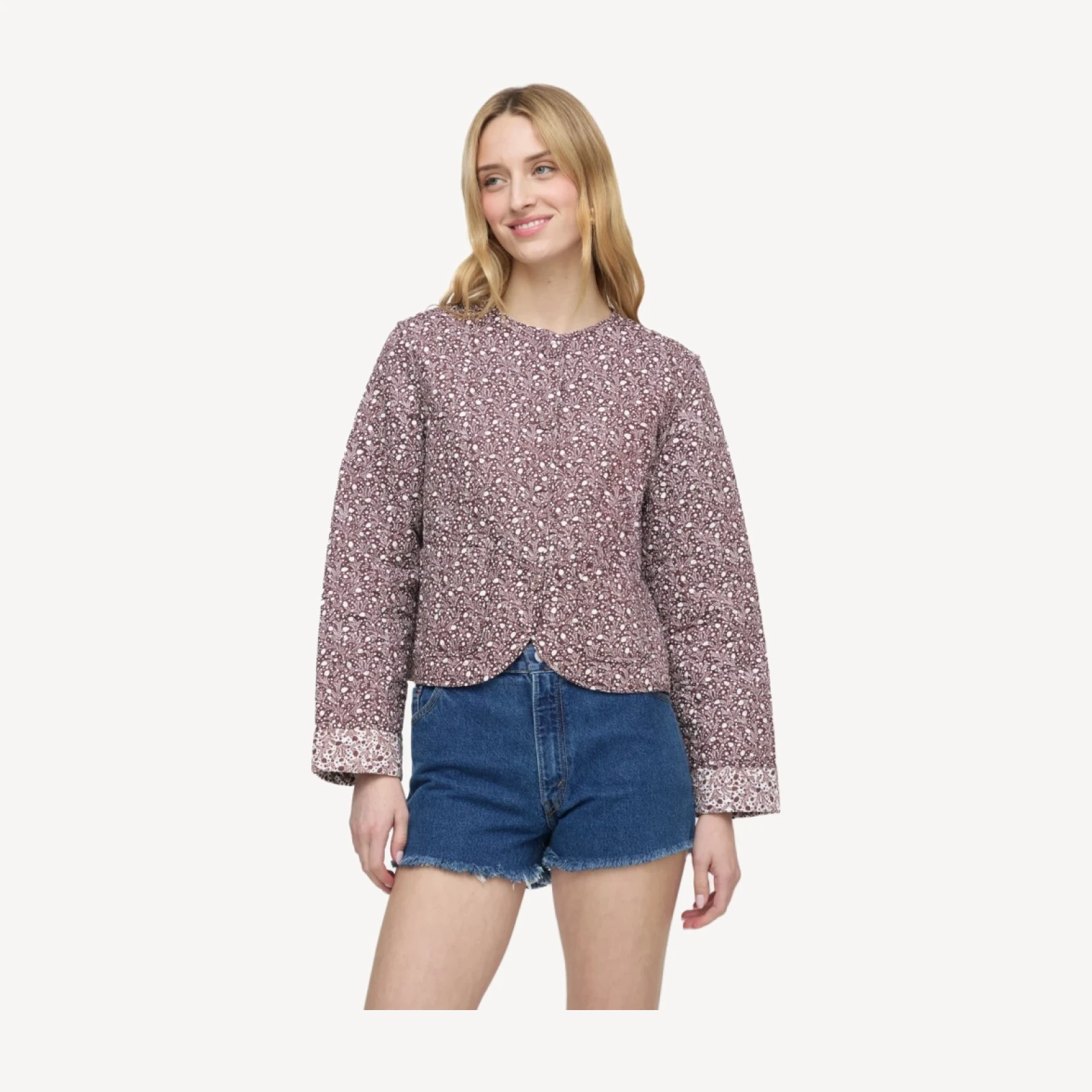 The Cropped Rowan Jacket - Chocolate Ditsy Thistle