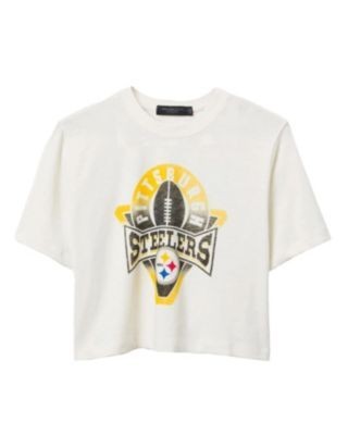 Junk Food Clothing Women's Nfl Pittsburgh Steelers Mock Neck Crop Tee