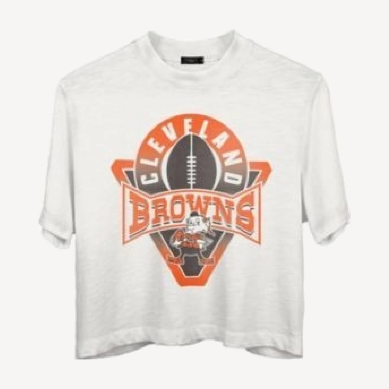 Junk Food Clothing Women's Nfl Cleveland Browns Mock Neck Crop Tee