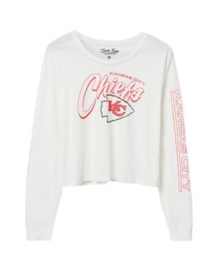 Junk Food Clothing Women's Nfl Kansas City Chiefs Touchdown Long Sleeve Cropped Tee