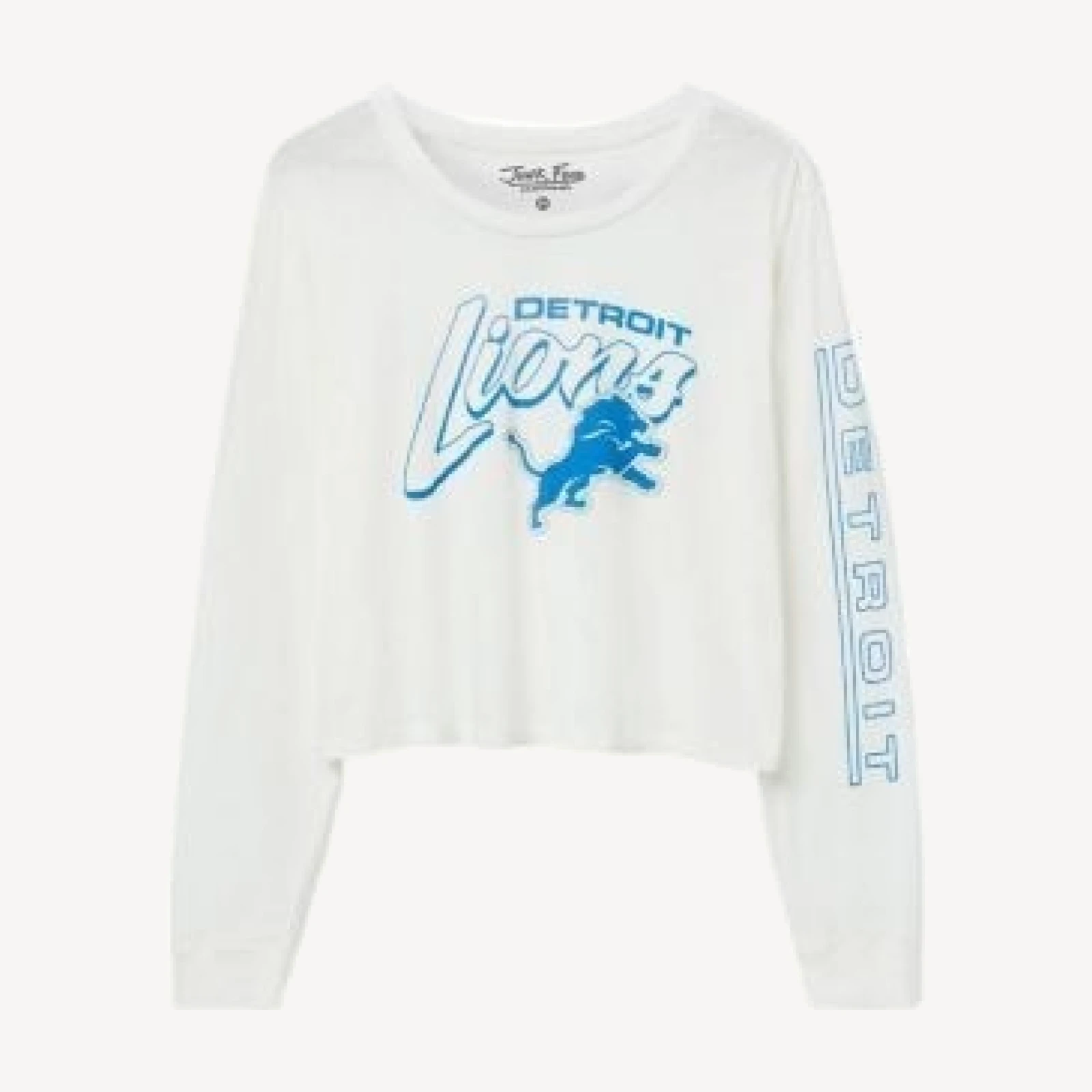 Junk Food Clothing Women's Nfl Detroit Lions Touchdown Long Sleeve Cropped Tee
