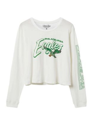 Junk Food Clothing Women's Nfl Philadelphia Eagles Touchdown Long Sleeve Cropped Tee
