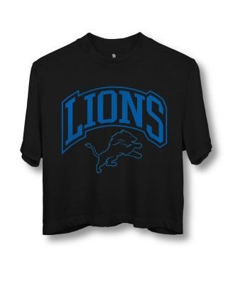 Junk Food Clothing Women's Nfl Detroit Lions Blitz Mock Neck Crop