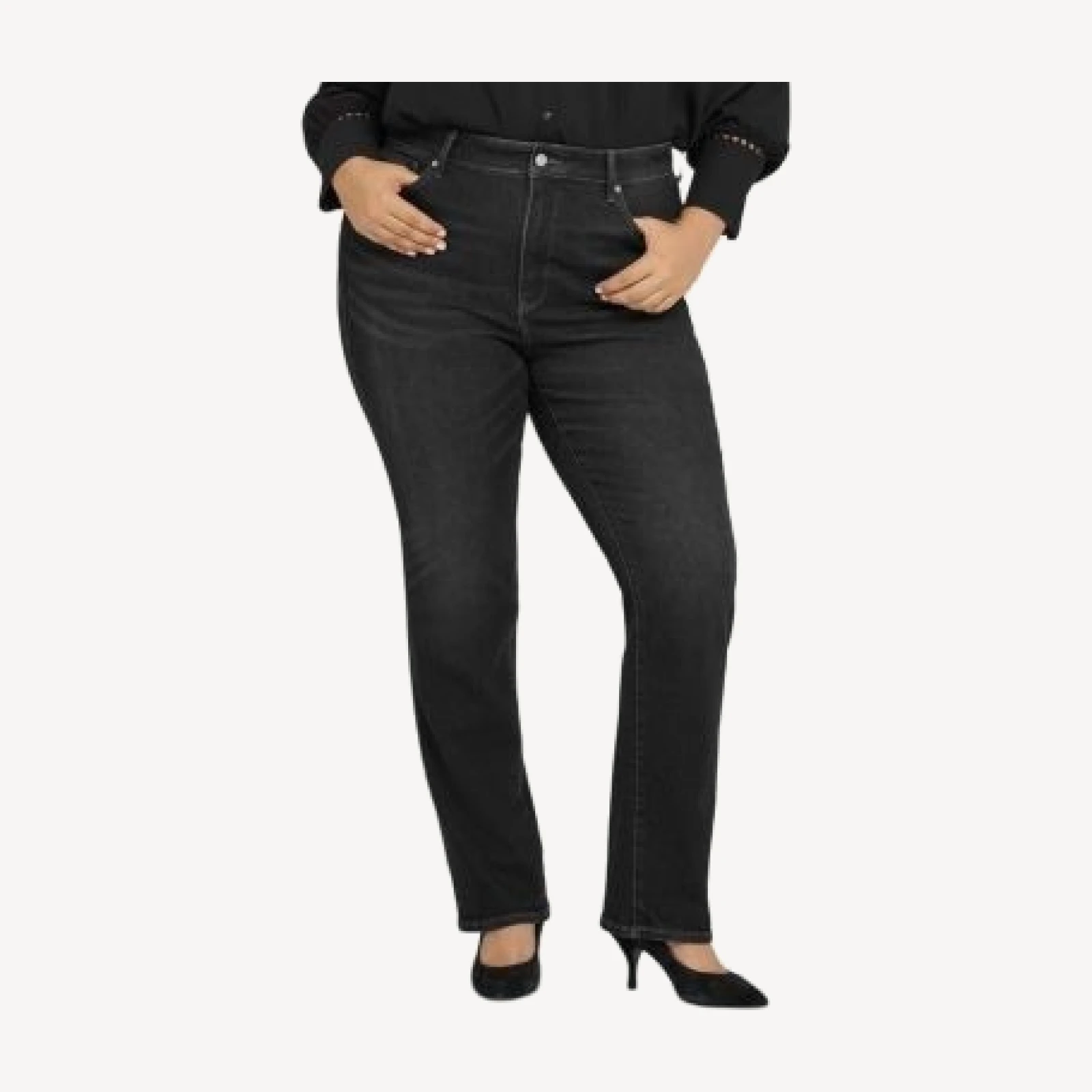 Nydj Plus Marilyn High Rise Straight Leg Jeans in Paris Lights