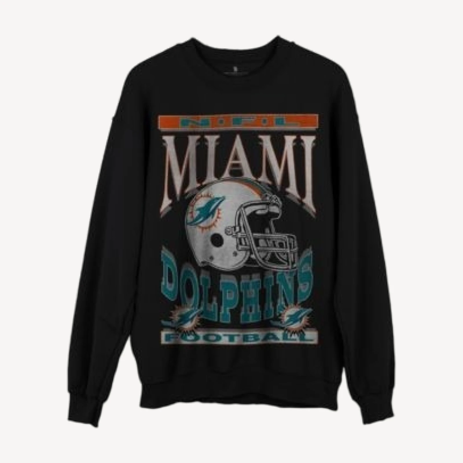Junk Food Clothing Nfl Unisex Miami Dolphins Helmet Flea Market Crew Fleece Sweatshirt
