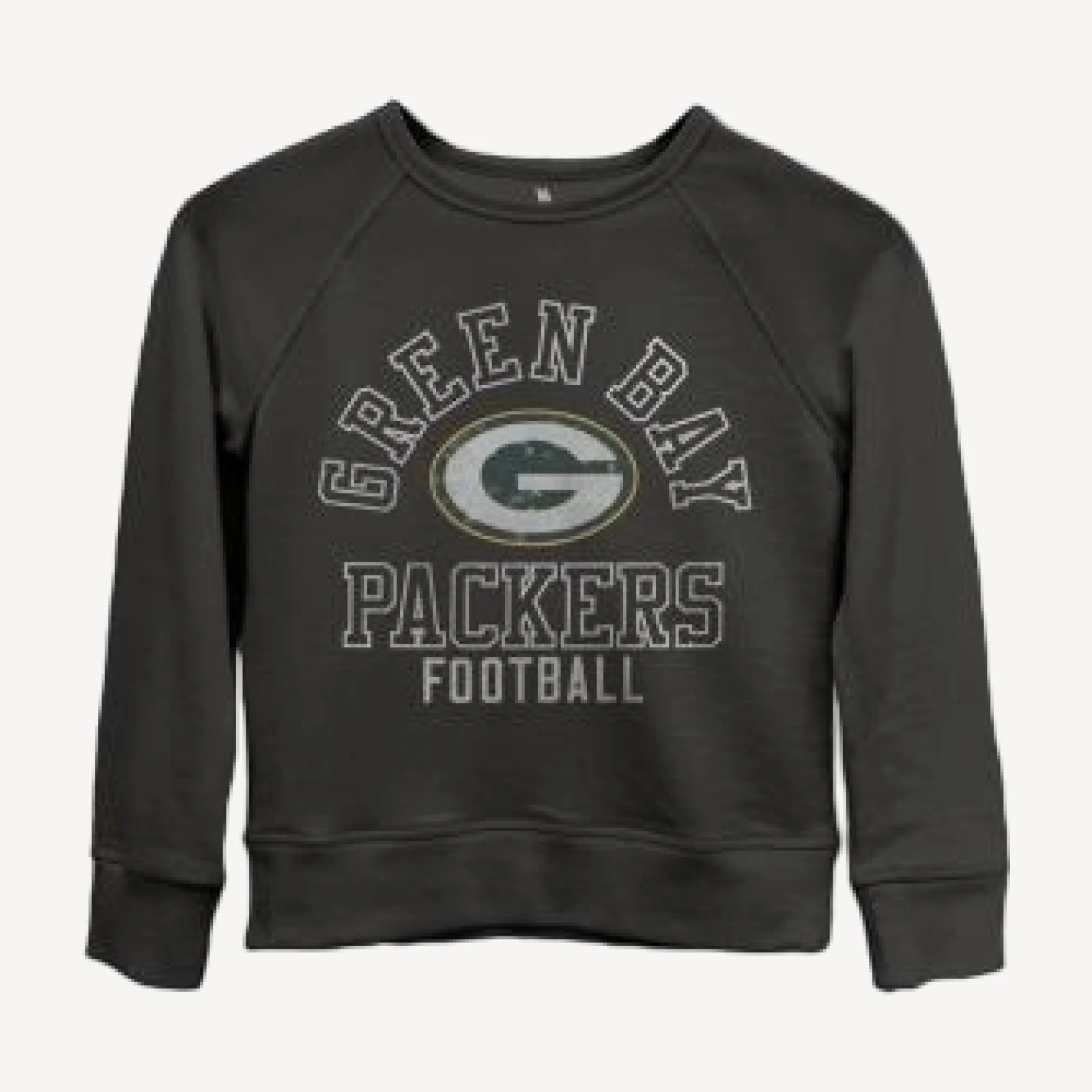 Junk Food Clothing Unisex Nfl Green Bay Packers Flocked Raglan Crew Fleece Sweatshirt - Little Kid, Big Kid