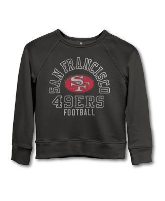 Junk Food Clothing Unisex Nfl San Francisco 49ers Flocked Raglan Crew Fleece Sweatshirt - Little Kid, Big Kid