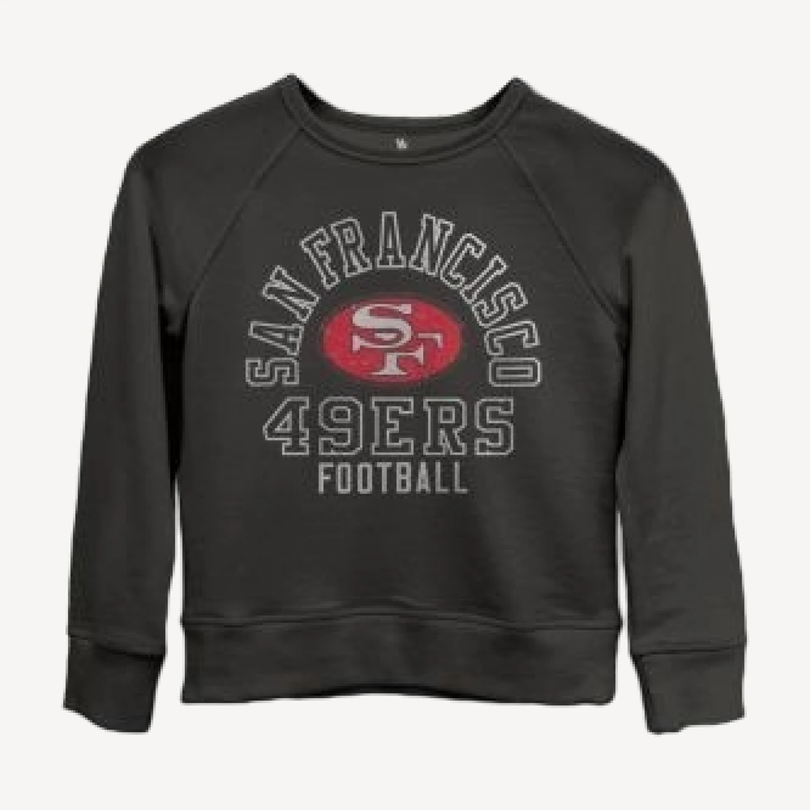Junk Food Clothing Unisex Nfl San Francisco 49ers Flocked Raglan Crew Fleece Sweatshirt - Little Kid, Big Kid