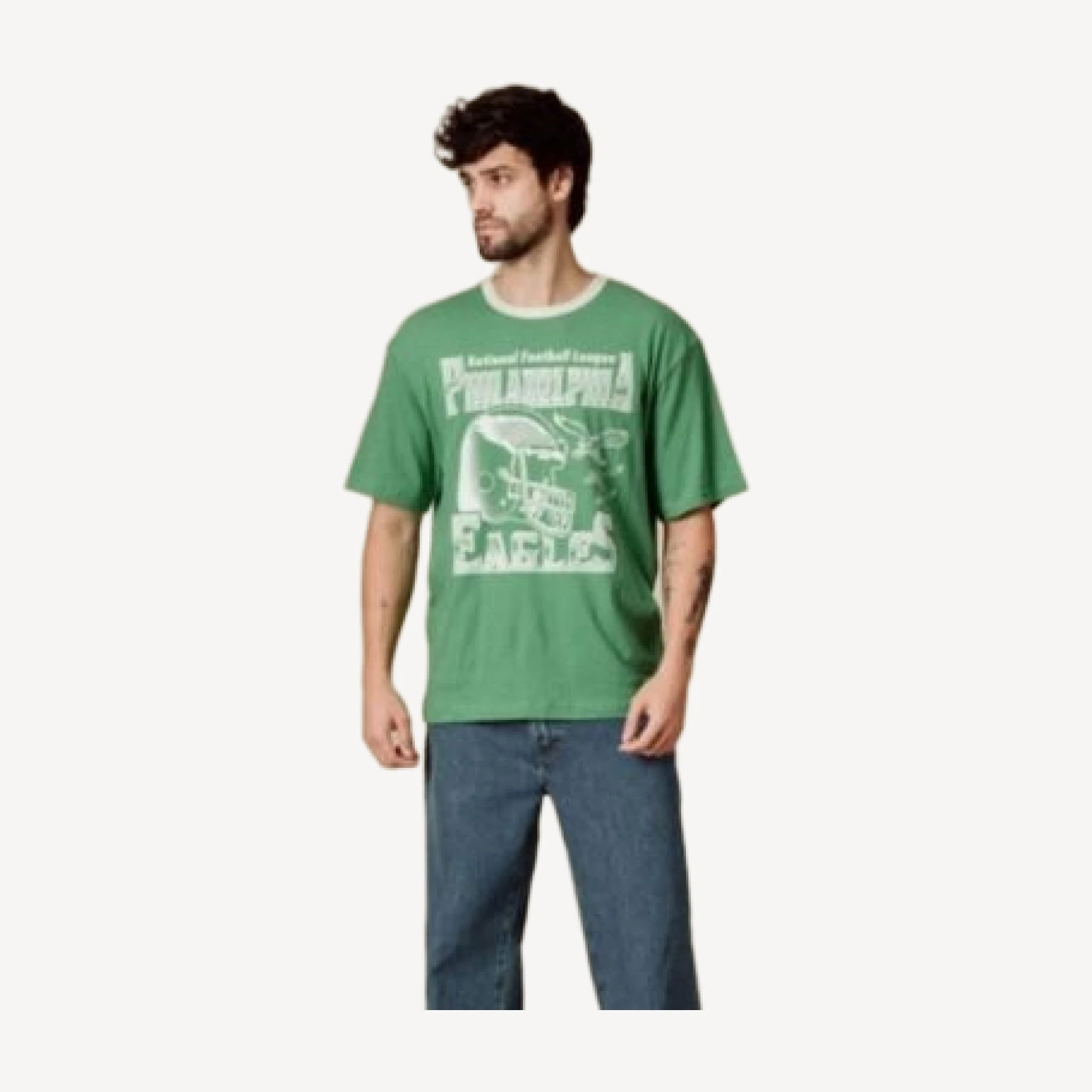 Junk Food Clothing Unisex Nfl Philadelphia Eagles Oversized Ringer Tee
