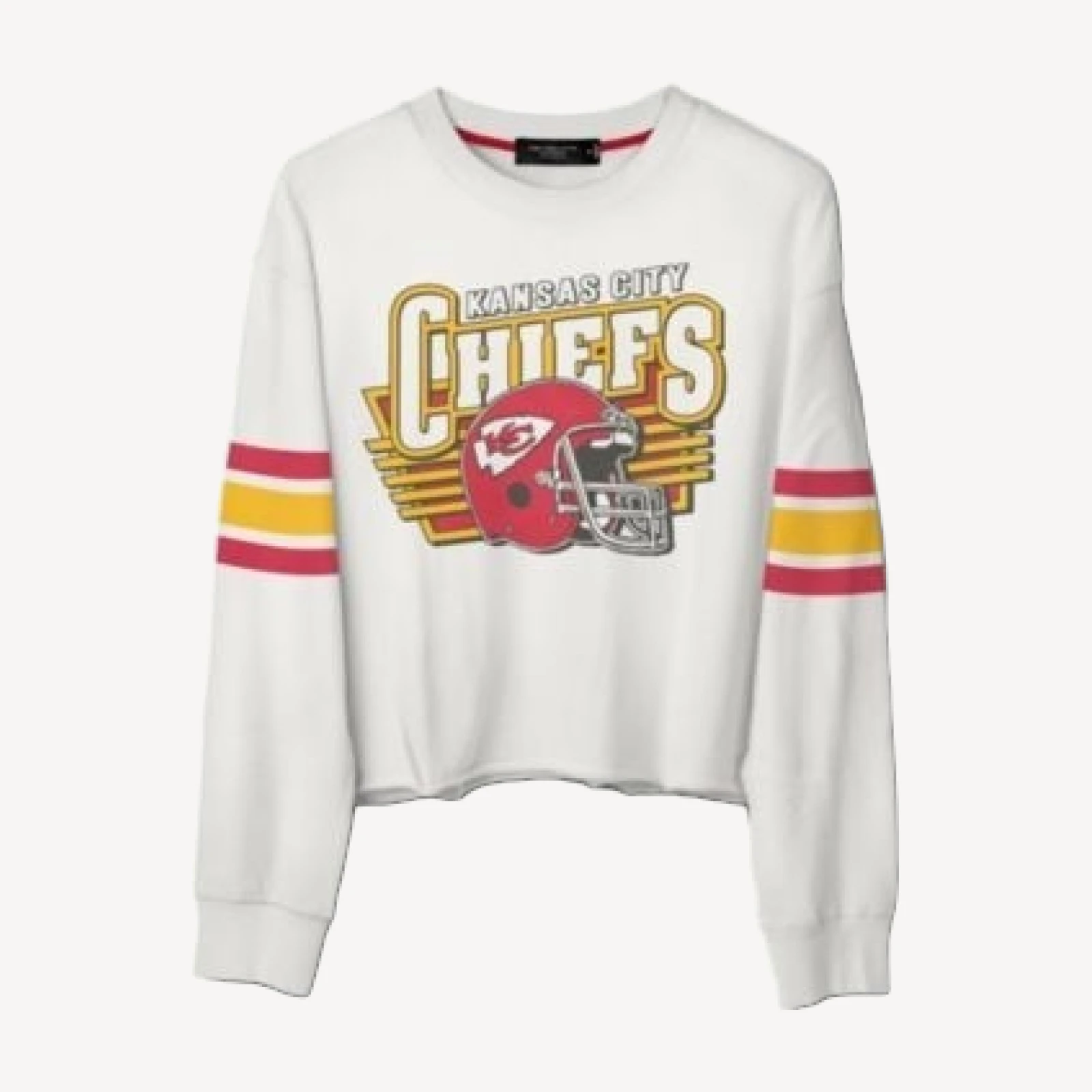 Junk Food Clothing Women's Nfl Kansas City Chiefs Kickoff Cropped Crew Fleece Tee