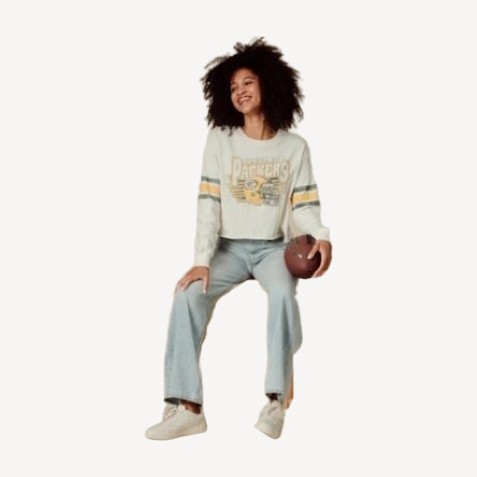 Junk Food Clothing Women's Nfl Green Bay Packers Kickoff Crop Crew Fleece Sweatshirt
