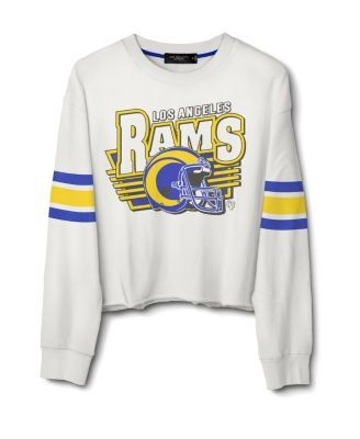 Junk Food Clothing Women's Nfl Los Angeles Rams Kickoff Crop Crew Fleece Sweatshirt