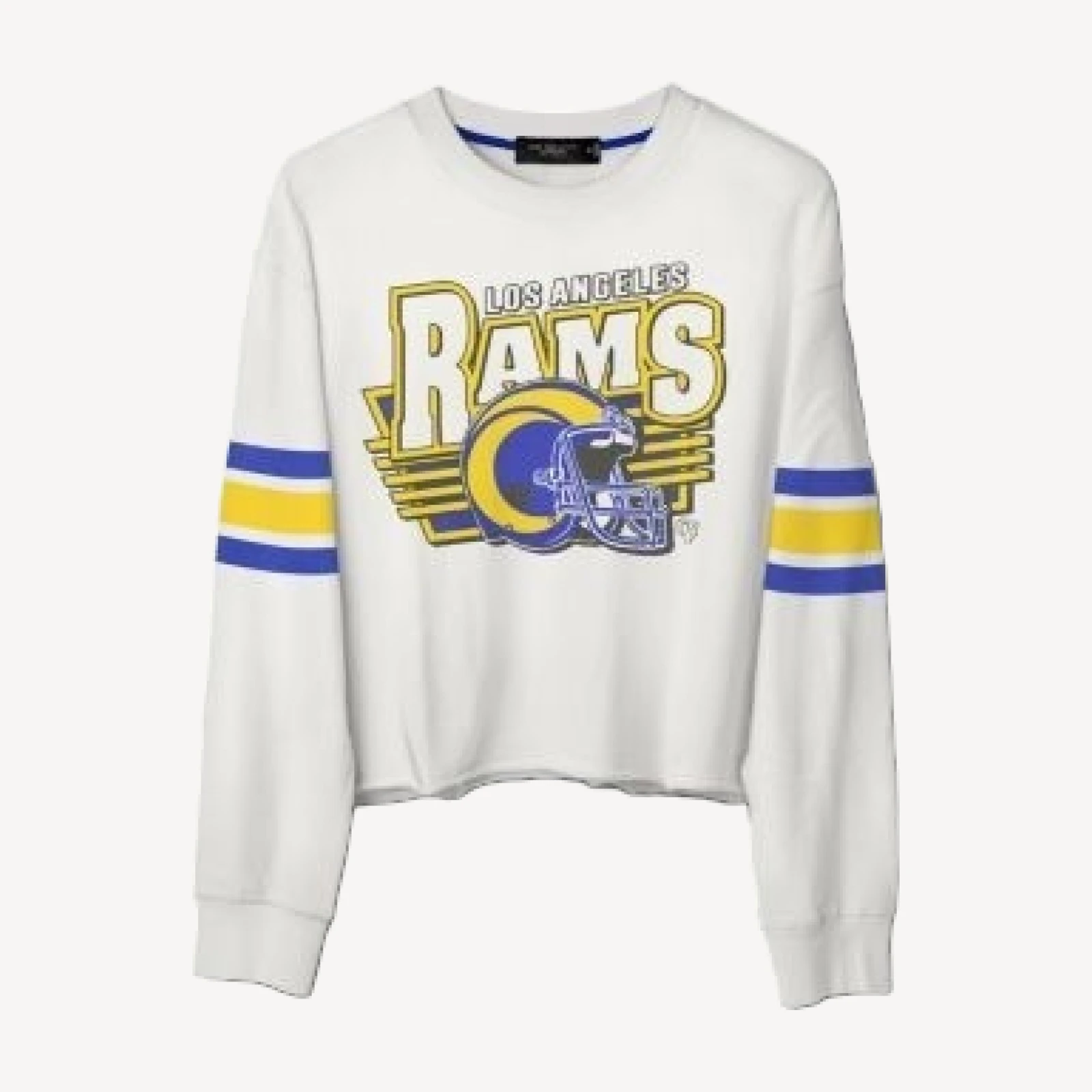 Junk Food Clothing Women's Nfl Los Angeles Rams Kickoff Crop Crew Fleece Sweatshirt