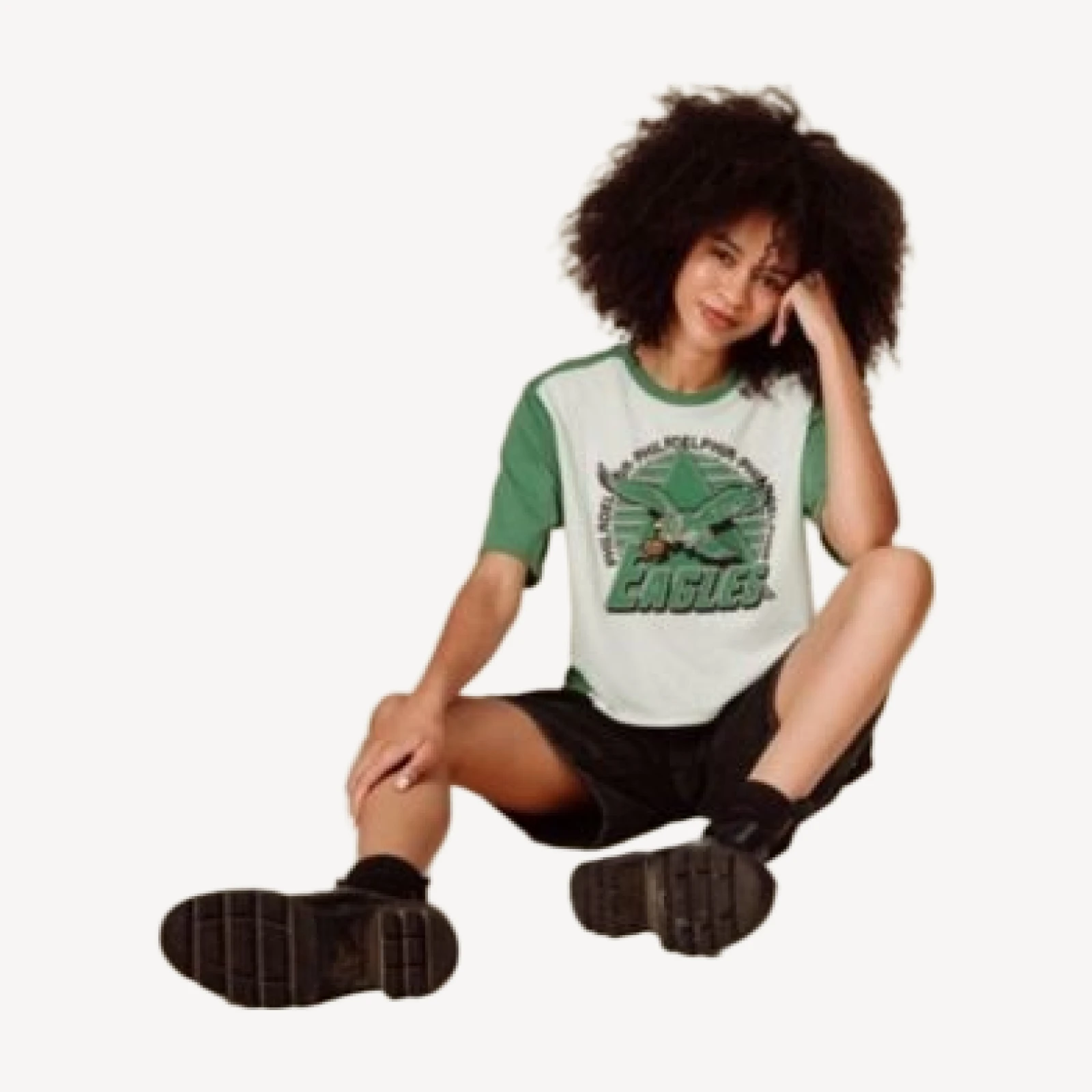 Junk Food Clothing Women's Nfl Philadelphia Eagles Color Block Crop Tee