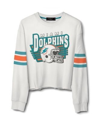 Junk Food Clothing Women's Nfl Miami Dolphins Kickoff Crop Crew Fleece Sweatshirt
