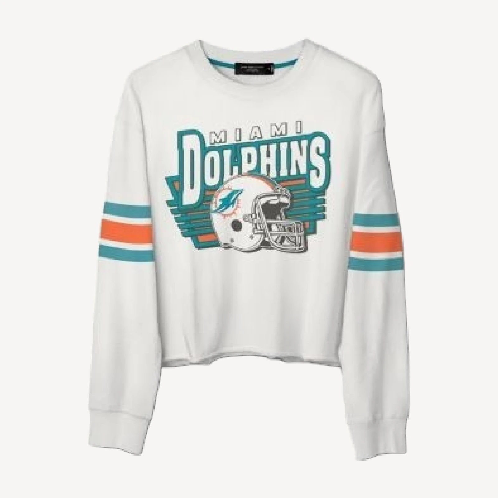 Junk Food Clothing Women's Nfl Miami Dolphins Kickoff Crop Crew Fleece Sweatshirt