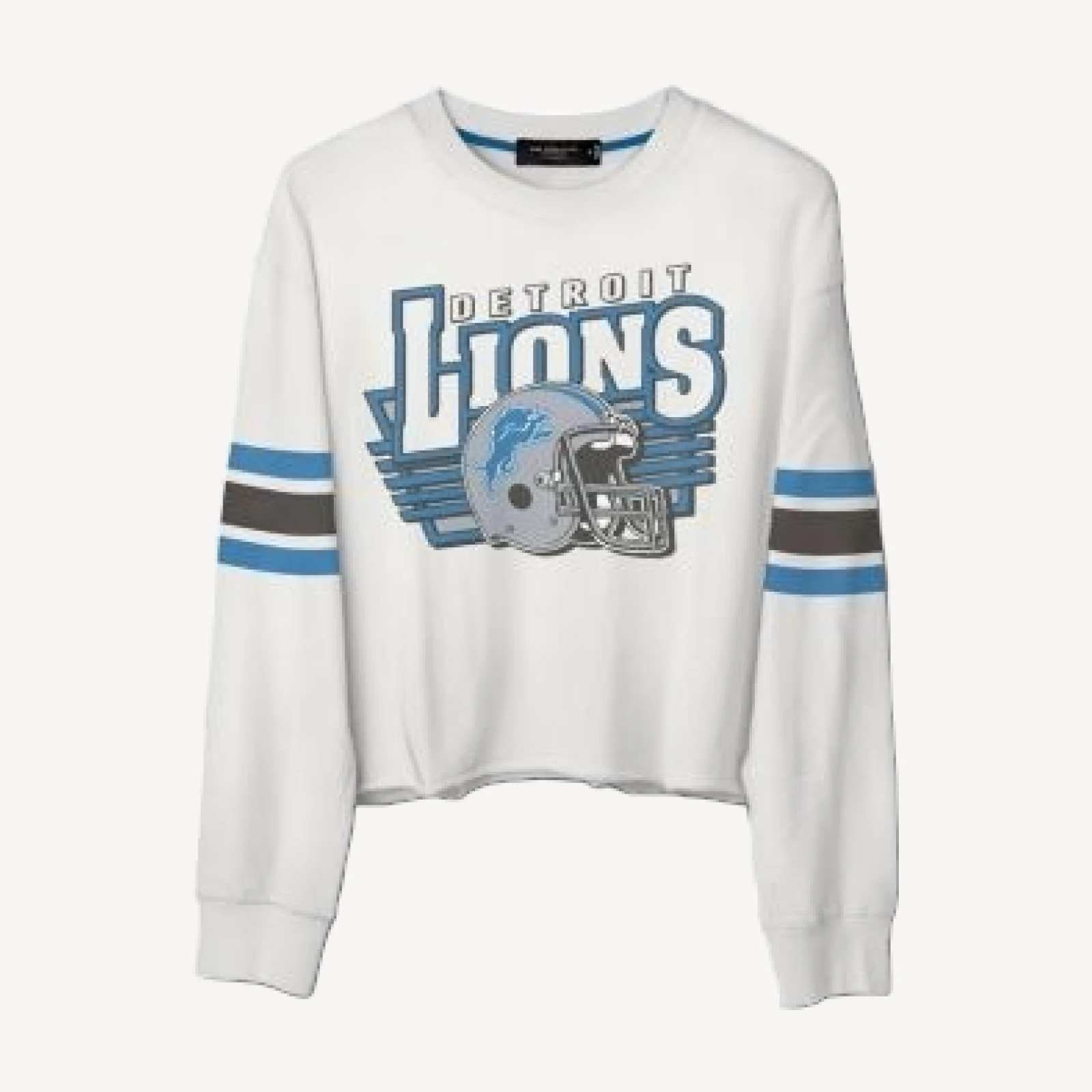 Junk Food Clothing Women's Nfl Detroit Lions Kickoff Crop Crew Fleece Sweatshirt