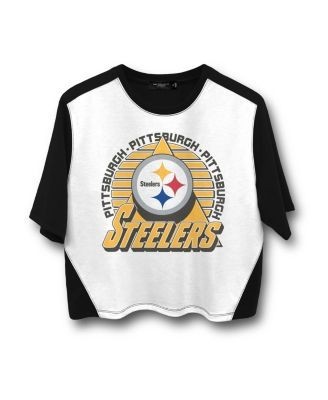 Junk Food Clothing Women's Nfl Pittsburgh Steelers Color Block Crop Tee