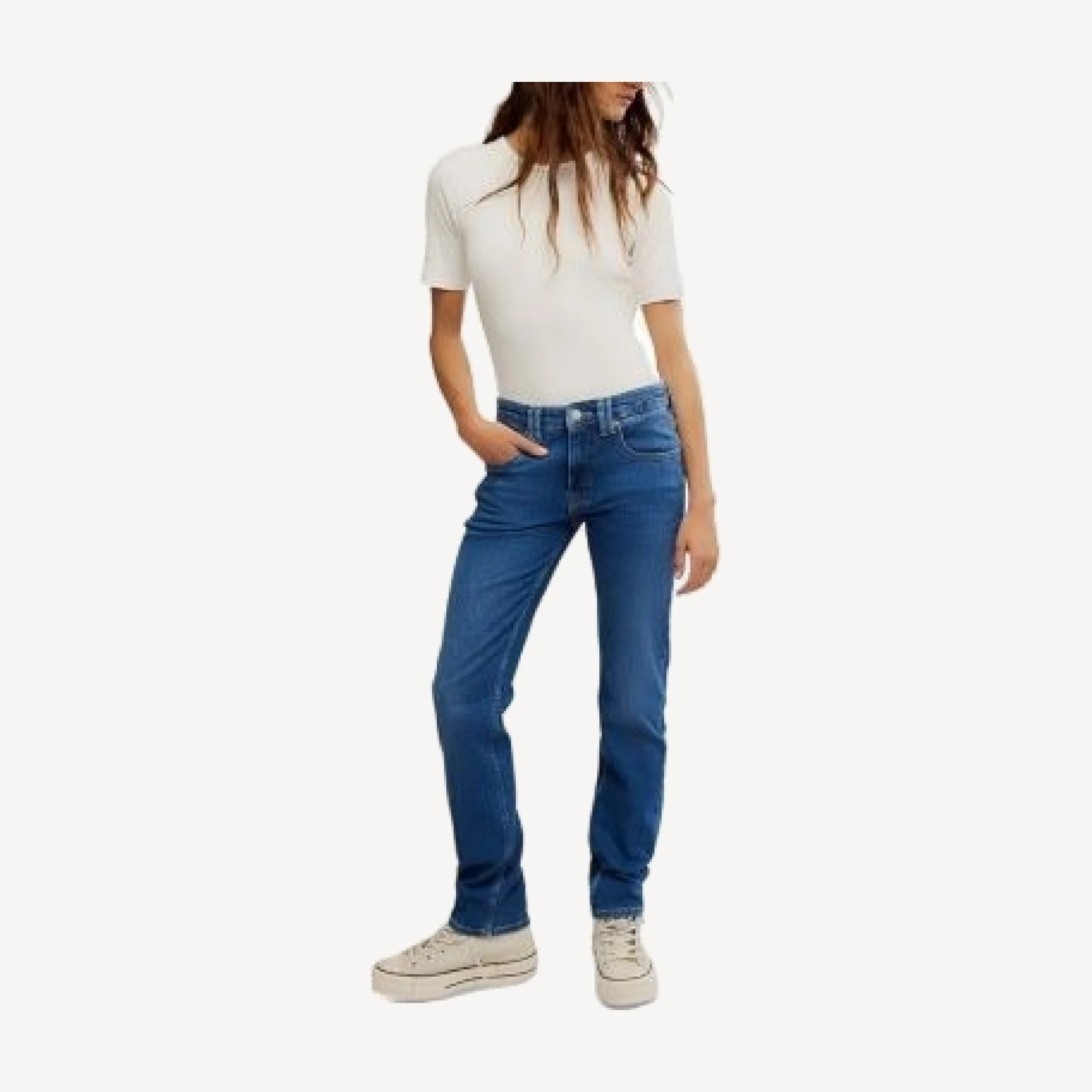 Free People Oracle Low Rise Slim Straight Jeans in Sky's The Limit