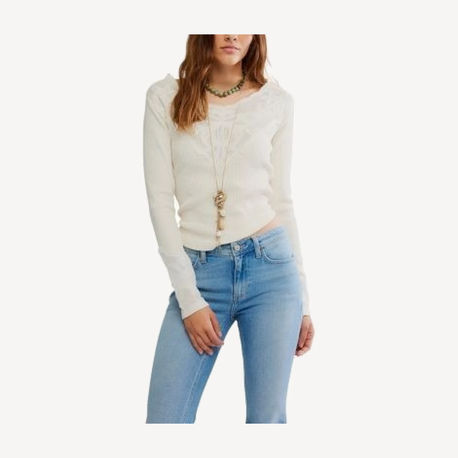 Free People Butterfly Lace Trim Top