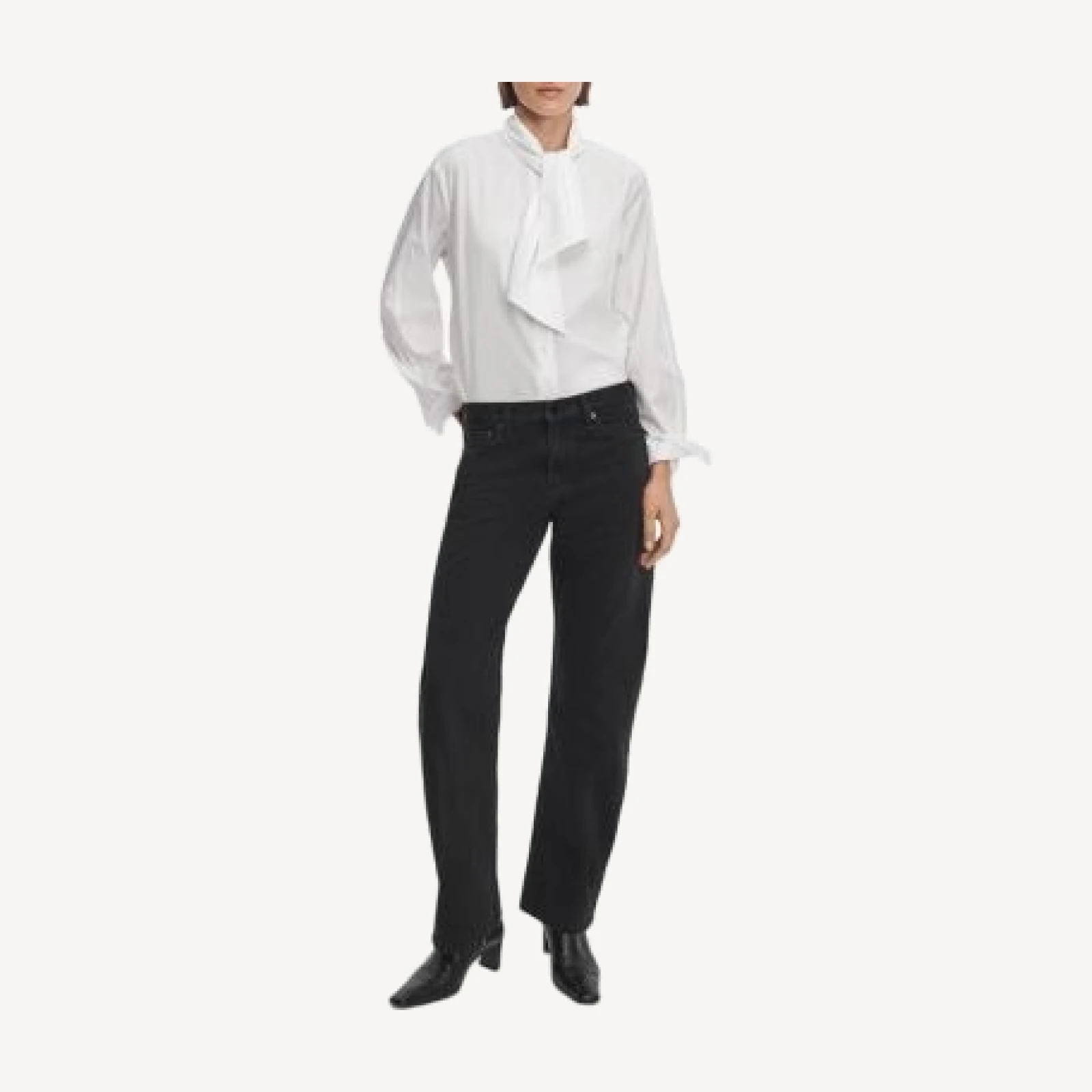 rag & bone Alice Cotton Poplin Tie Neck Shirt