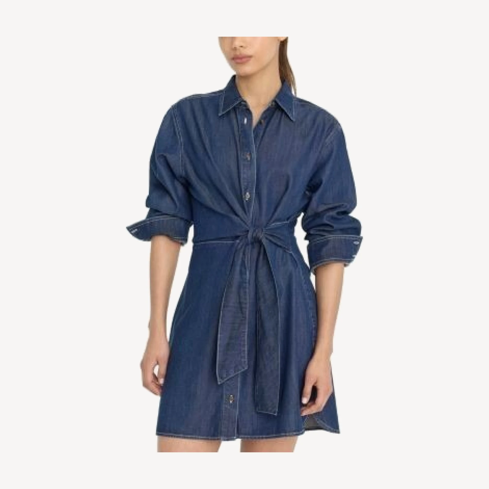 Good American Denim Wrap Shirt Dress