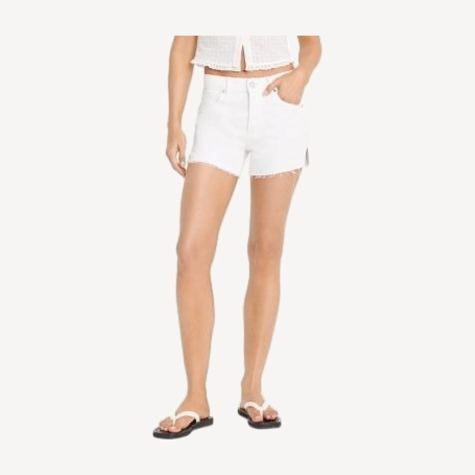 Good American Vintage Mid Rise Jean Shorts in White