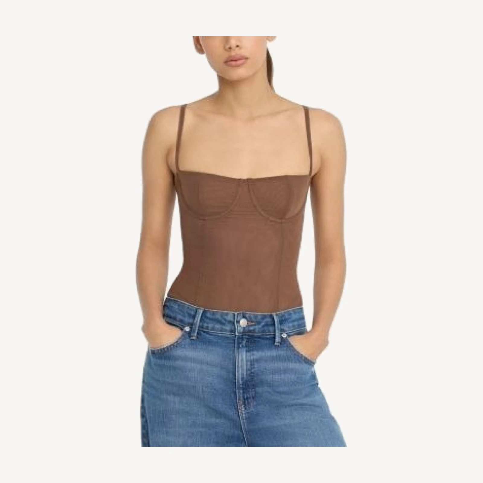 Good American Corset Demi Mesh Bodysuit