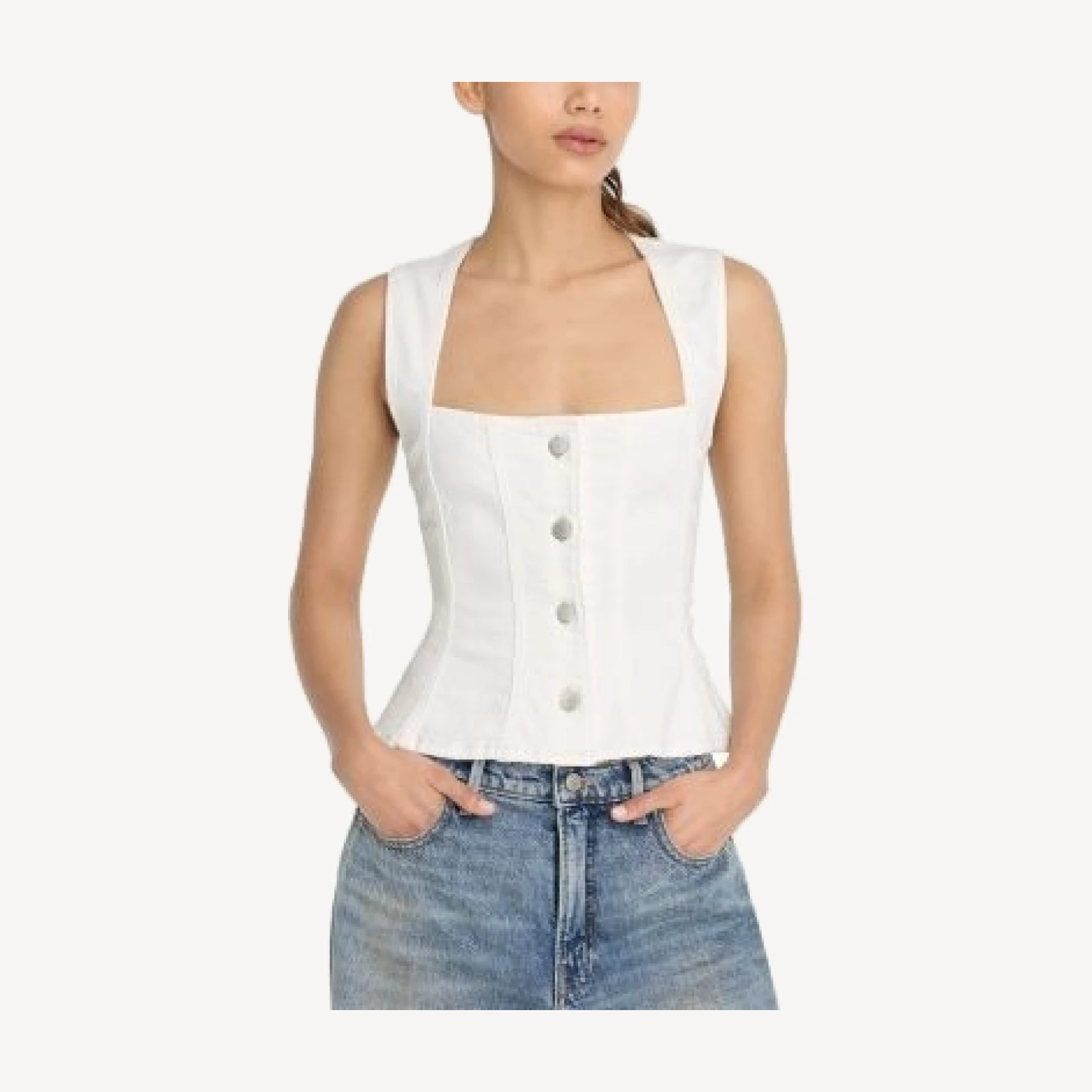 Good American Button Front Peplum Top
