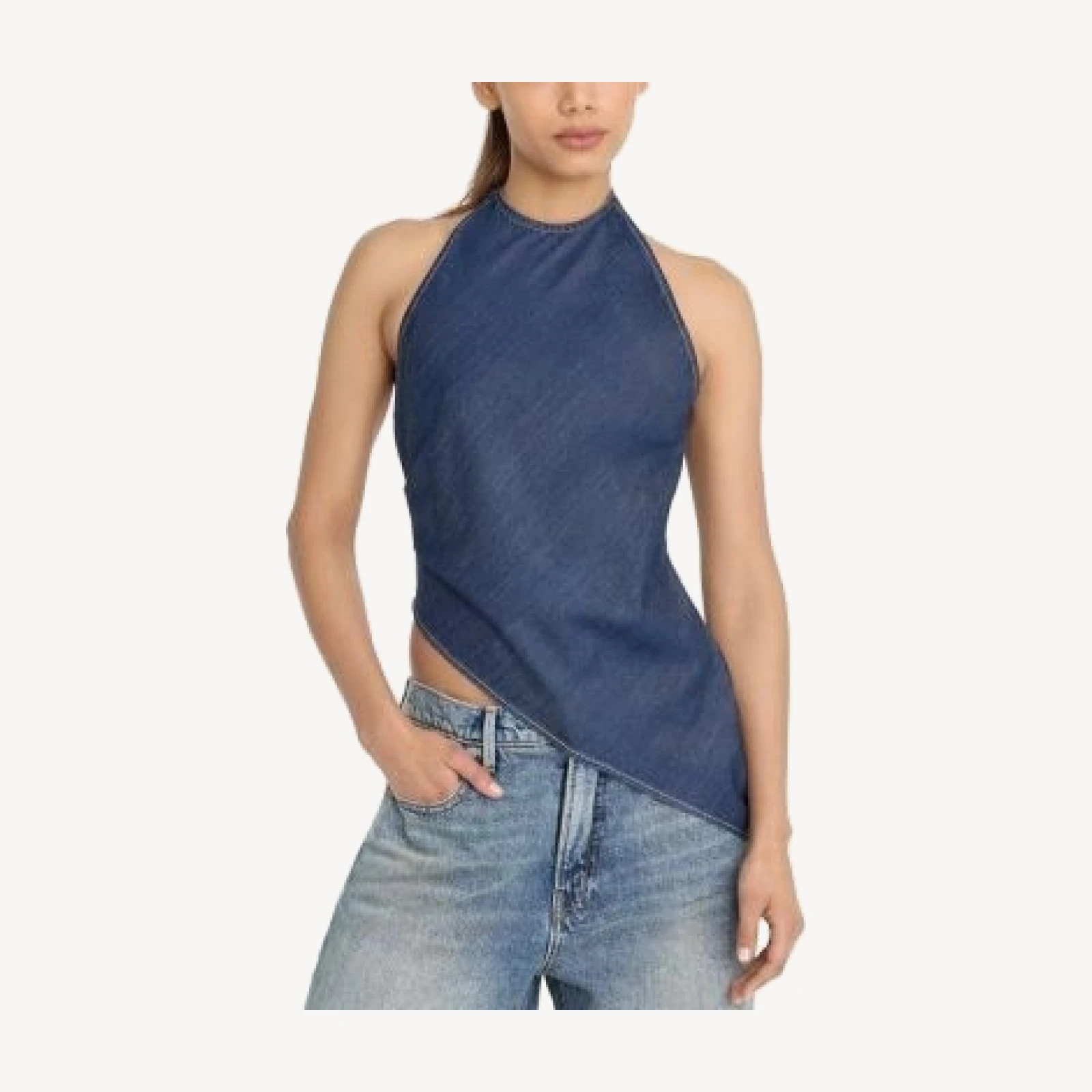 Good American Asymmetric Hem Halter Top