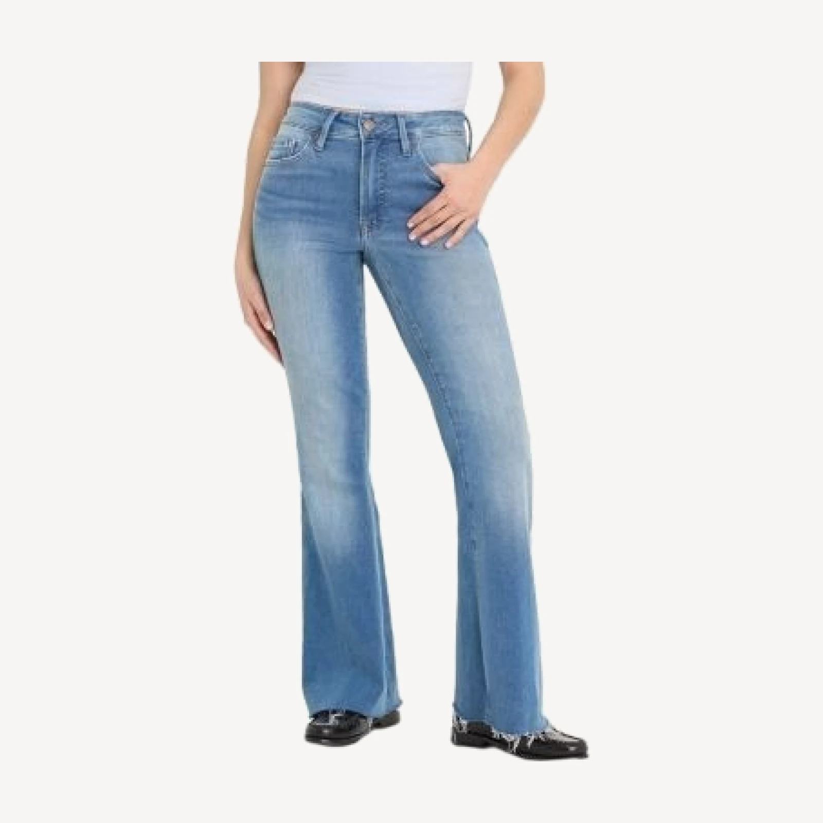 Good American Good Petite Mid Rise Flare Jeans in Indigo 1211