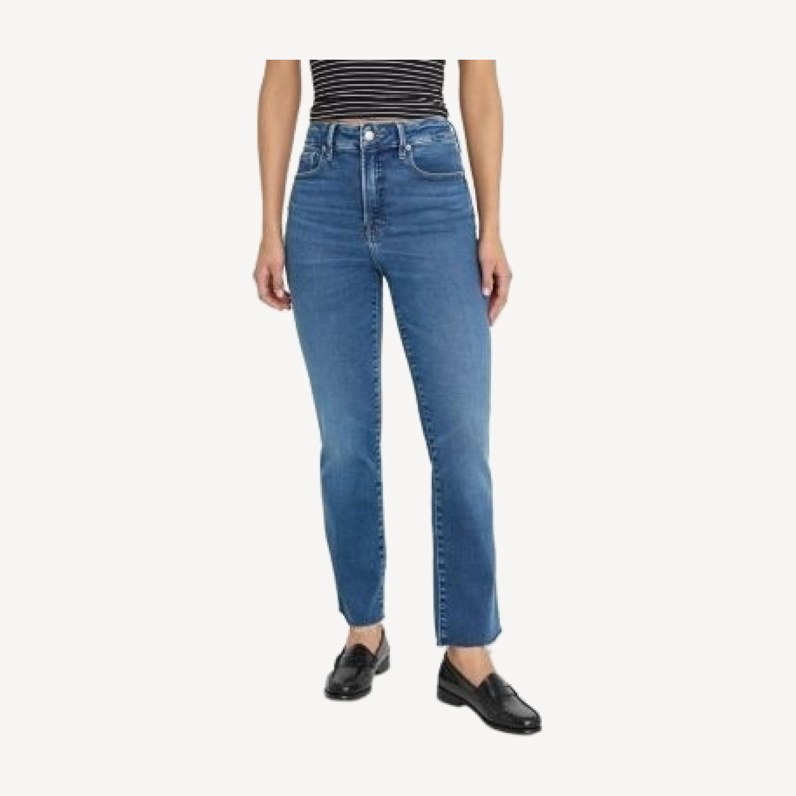 Good American Soft Tech Good Legs Straight Jeans in Indigo818