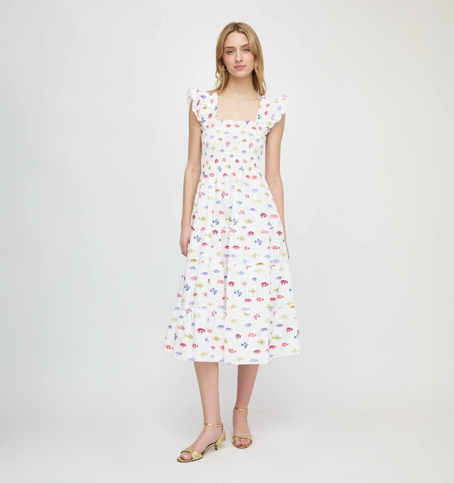 The Ellie Nap Dress - White Rainbow Fish