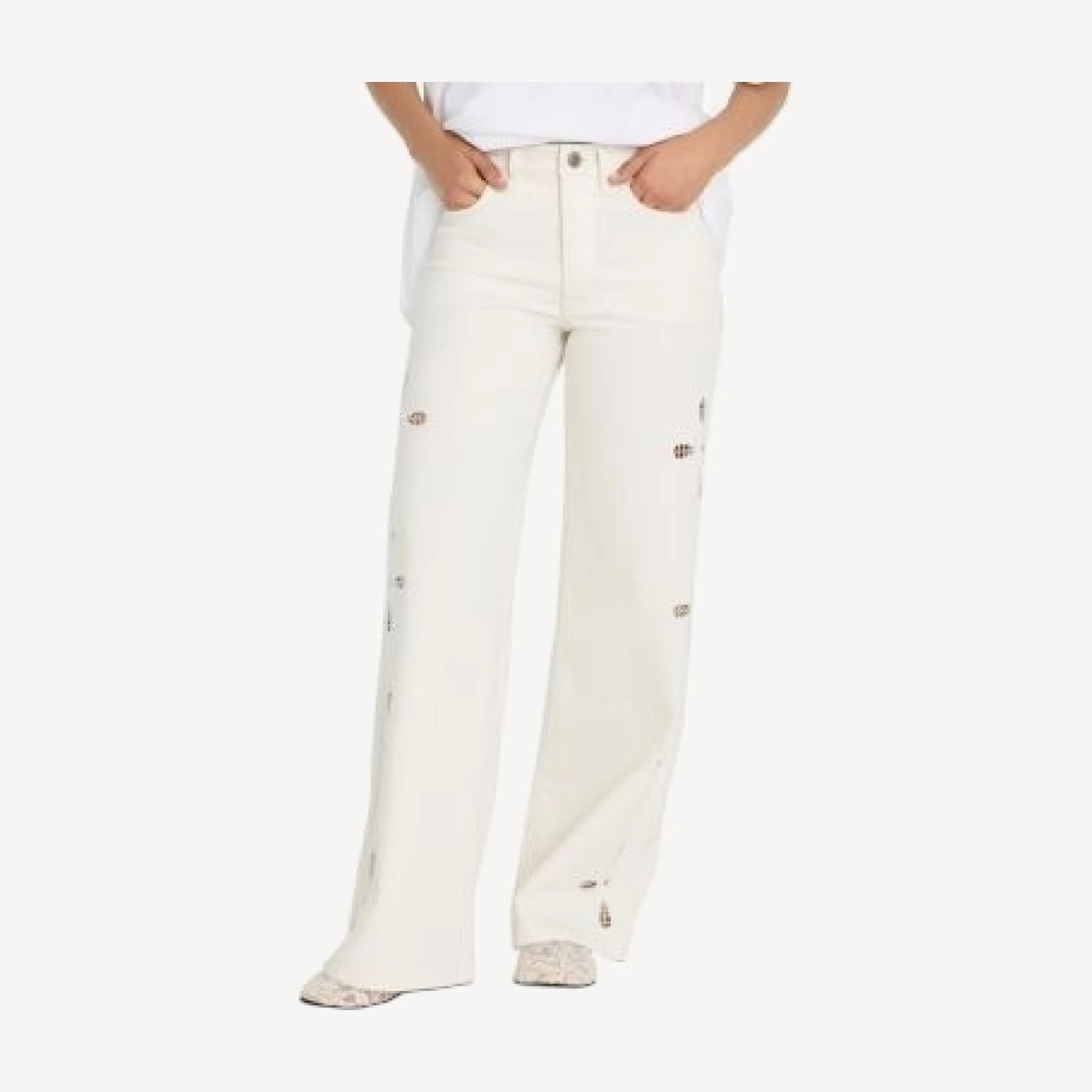 Good American Good Waist High Rise Palazzo Jeans in White